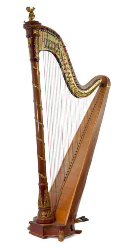 Die original »Empire« Erard-Harfe, von der die Goldbronze-Ornamente der Elysée abgegossen wurden. Seriennummer 3969 (1913), private Sammlung Camac